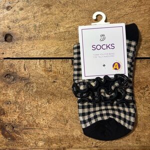 Abrand Black and Cream Gingham Socks